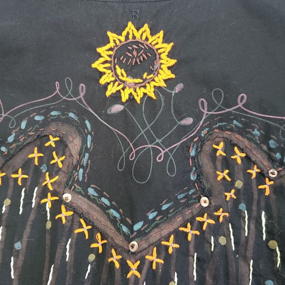 Roar Men's Black Embroidered Shirt Size L - Picture 5 of 6